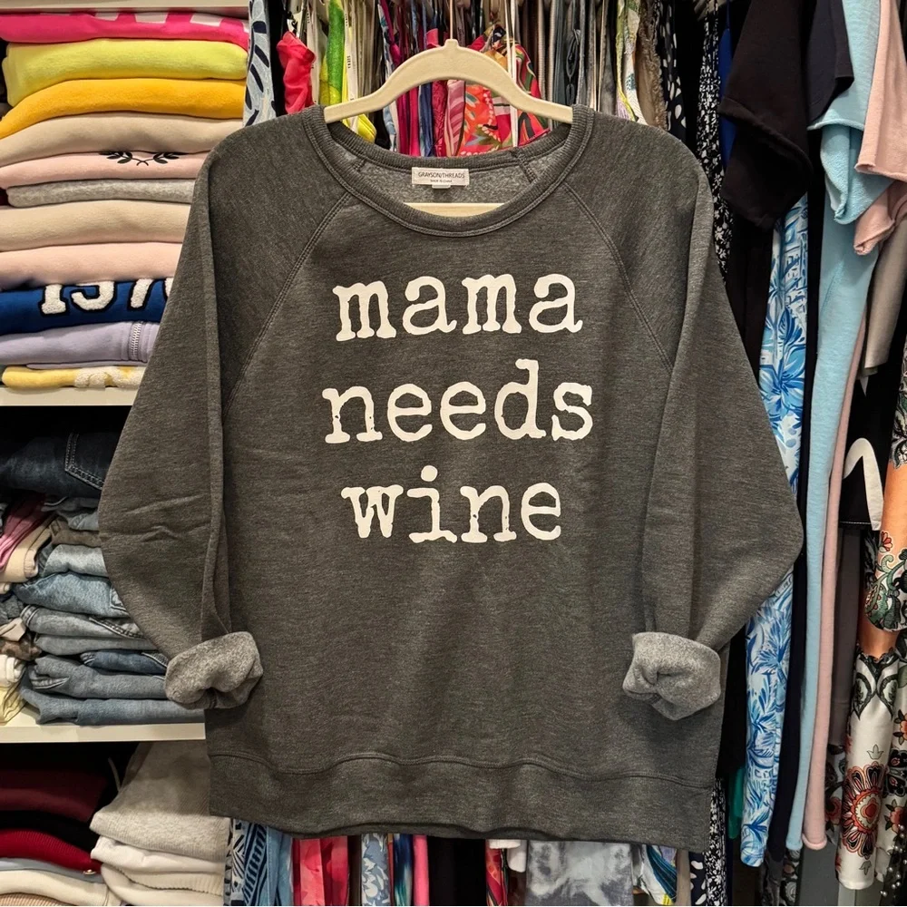 Grayson Threads Gray and White Crewneck Sweater